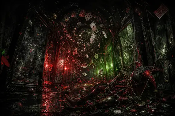 Original artwork representing the trickster villain archetype